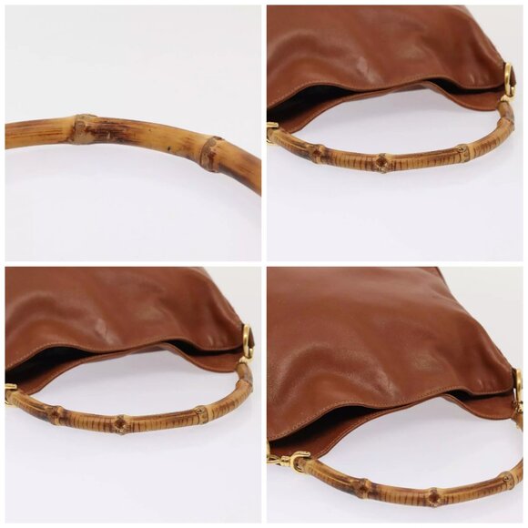 GUCCI Bamboo Hand Bag Suede Brown Gold 001 - Picture 16 of 16
